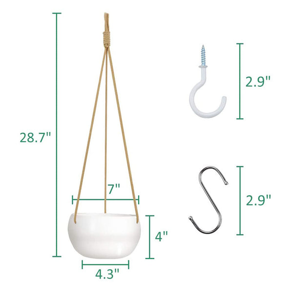 Spot Nylon Rope Hemp Rope Wall Hanging Ceramic Flowerpot Indoor Living Room Green Plants Succulent Potted Decoration