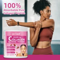 OEM ODM Private Label Collagen Glowing Powder Herbal Supplement Collagen Protein Drink Mix Powder Support Healthy Skin Brightening Beauty From Within Joint Strength